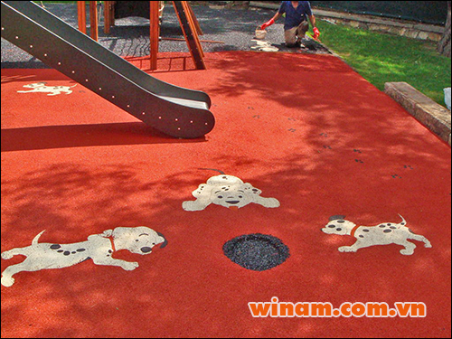 Sàn cao su EPDM dạng hạt trong khu vui chơi cho trẻ em
